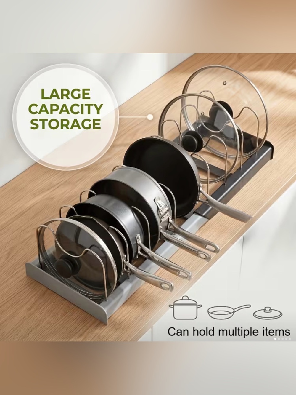 Expandable Pots and Pans Organizer Rack Kitchen Storage Brand New